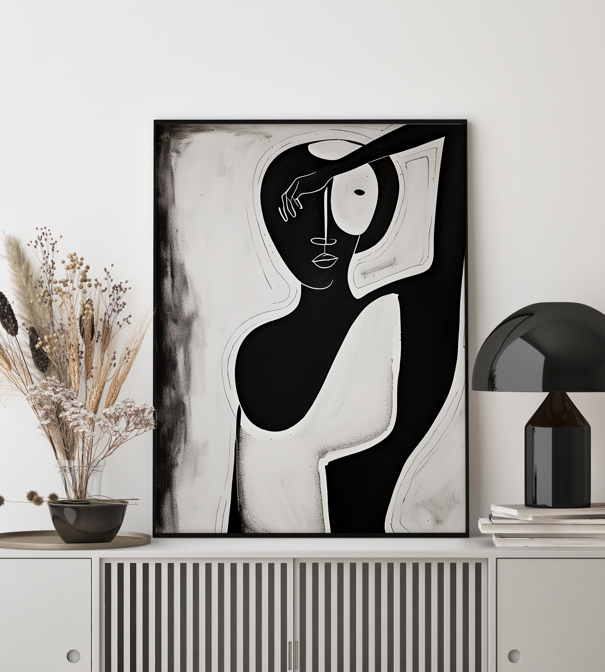 Black Woman Wall Art | Black and White Abstract Art | Female Figure Art ...