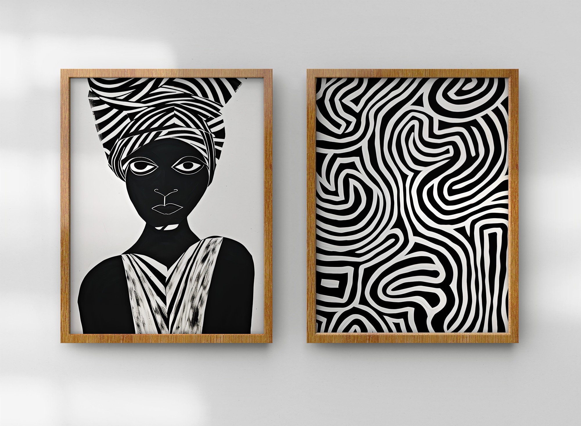 Black and White Abstract Art | African Woman Wall Art | Living Room Art ...