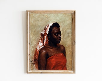 Schwarze Frau Wandbild, Schwarze Frau Kunst, Kunstdrucke, Ölgemälde Druck, Vintage Kunstdrucke, Afrikanische Kunst, Schwarze Kunst, Sofort Download