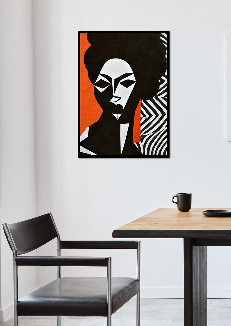Black Woman Wall Art Black and White Abstract Art Black Digital Art