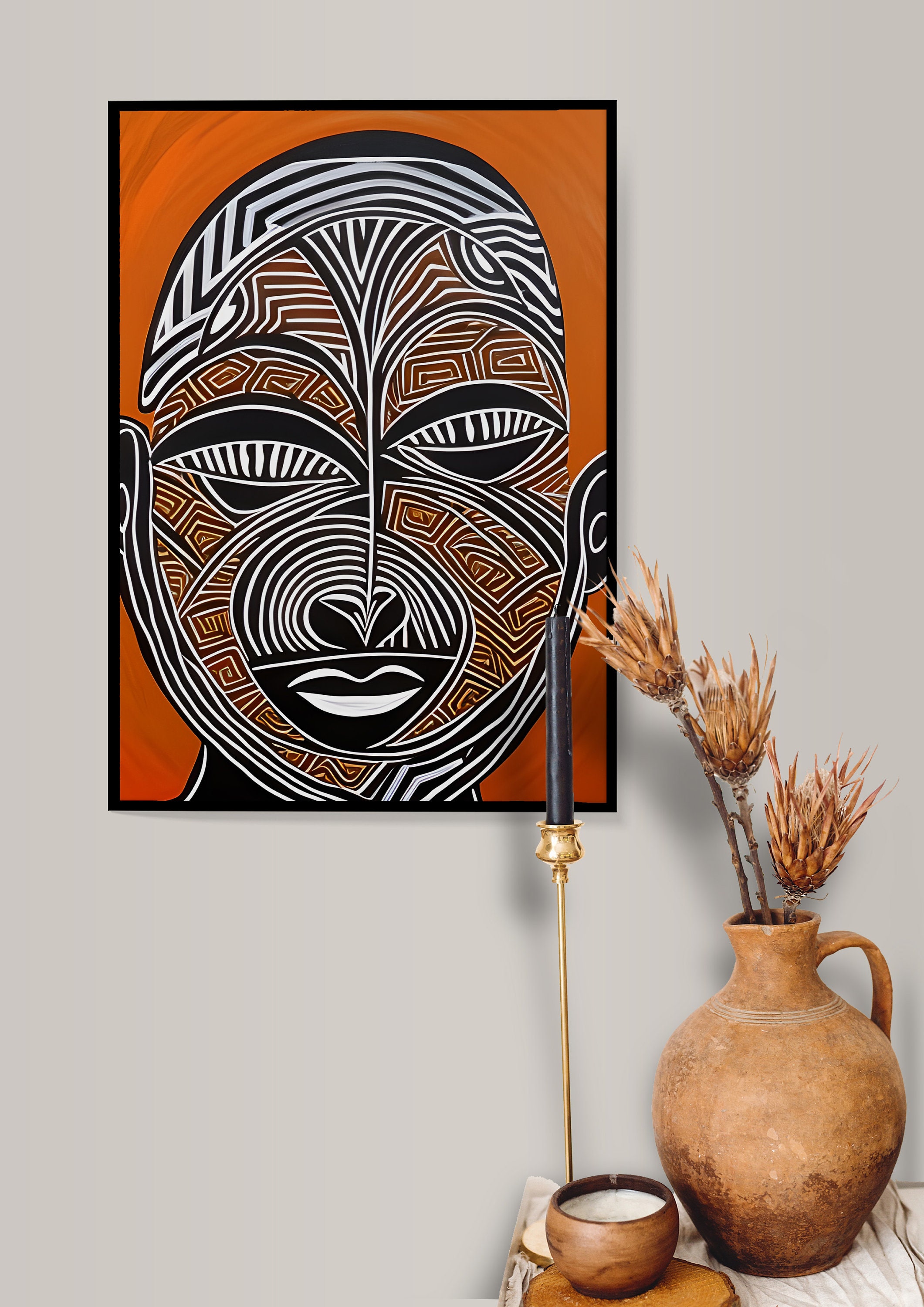 African Wall Art African Mask Art Afro Bohemian Décor Black Printable ...