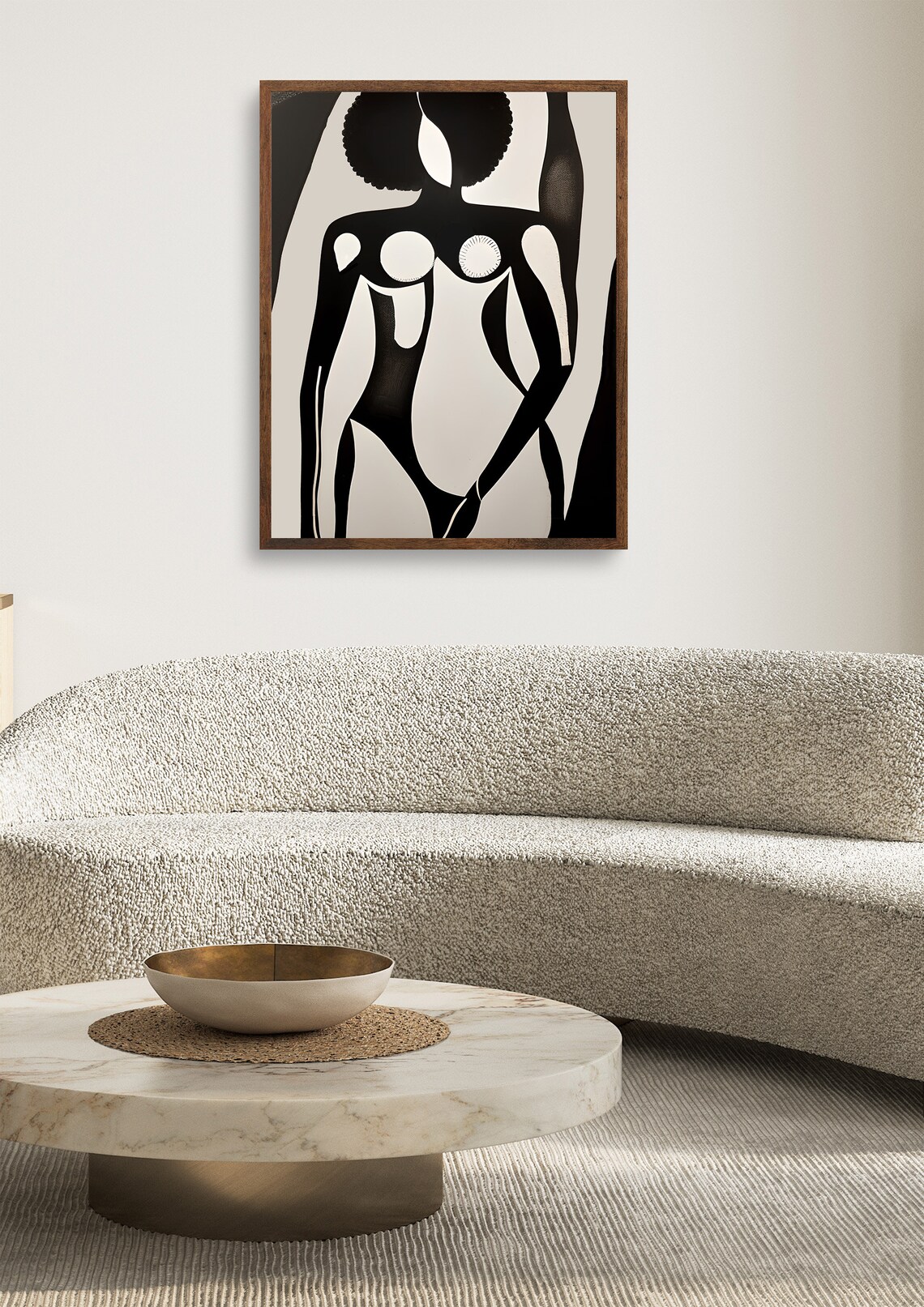 Black Woman Wall Art Black and White Abstract Art Female Figure Art ...
