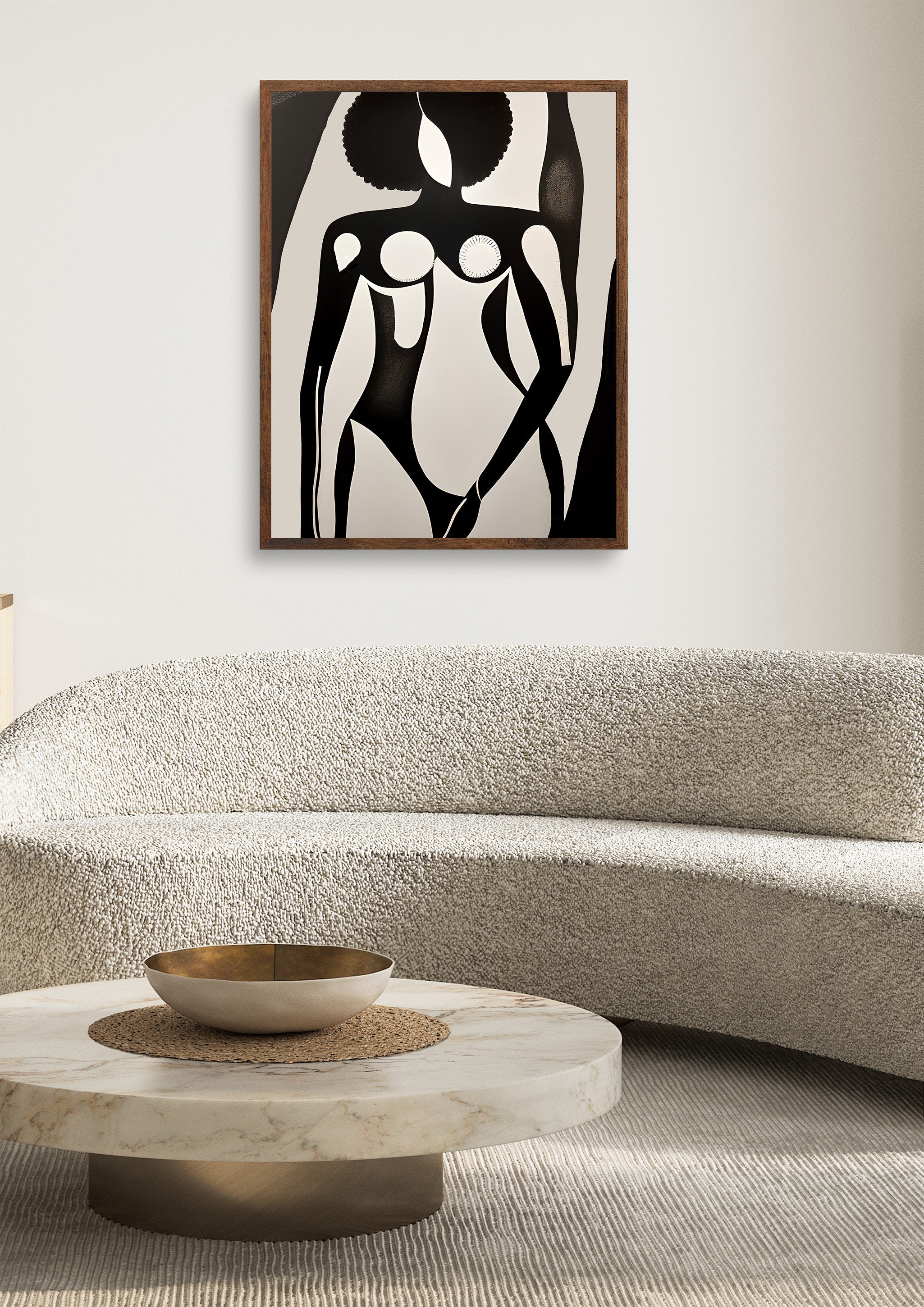 Black Woman Wall Art Black and White Abstract Art Female Figure Art