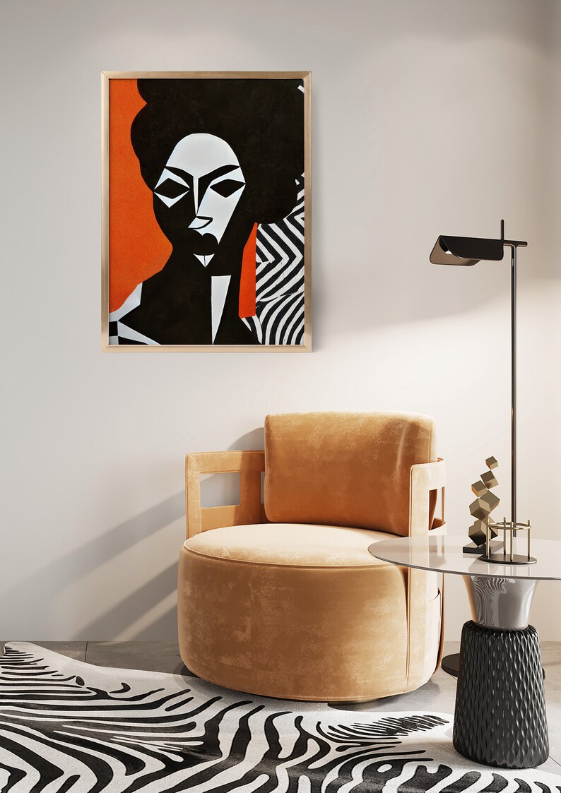 Black Woman Wall Art Black and White Abstract Art Black Digital Art