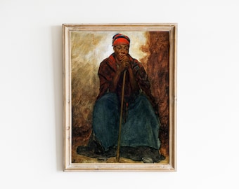 Dinah, Black Woman Art, Fine Art Prints, Oil Painting Print, Vintage Art Prints, African Art, Black Art, Instant Download