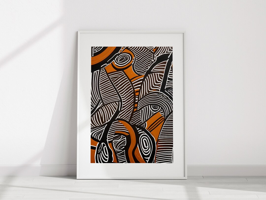 Black White Orange Abstract Art Modern Wall Art Living Room Art