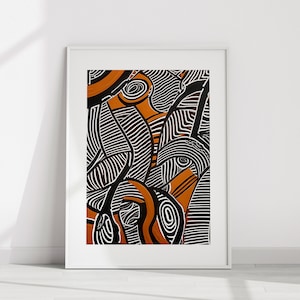 Black White Orange Abstract Art | Modern Wall Art | Living Room Art | Printable Wall Art