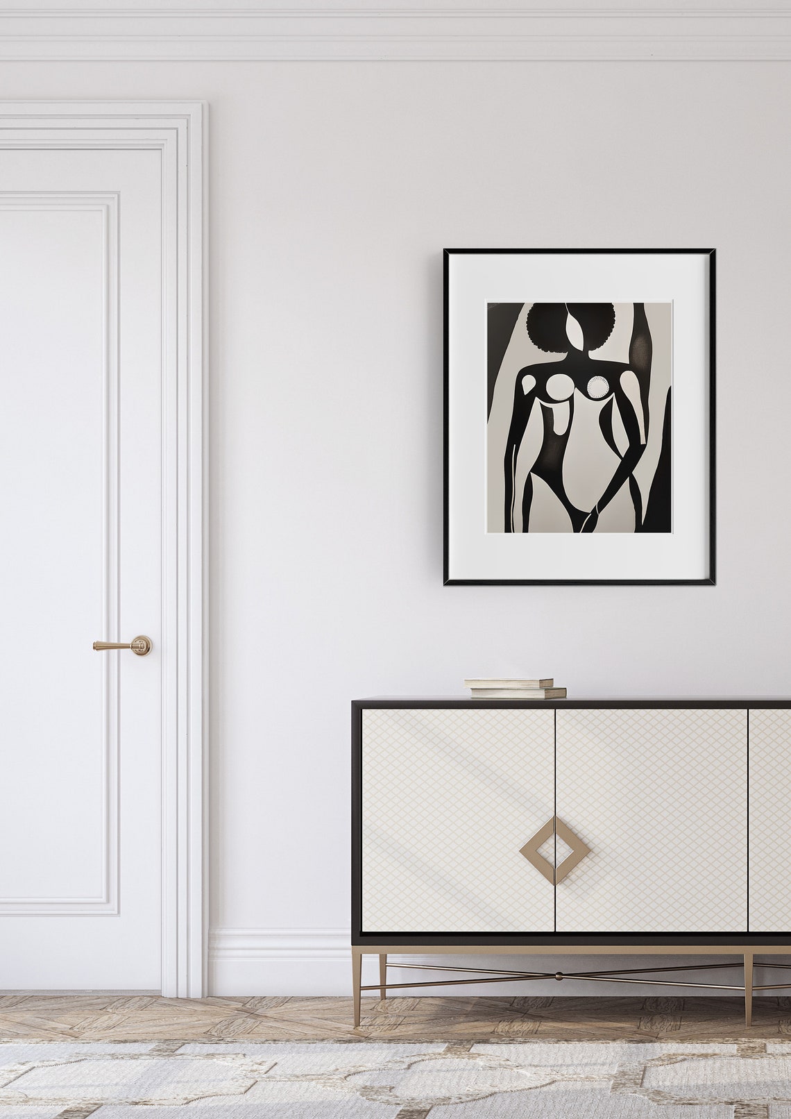 Black Woman Wall Art Black and White Abstract Art Female Figure Art ...