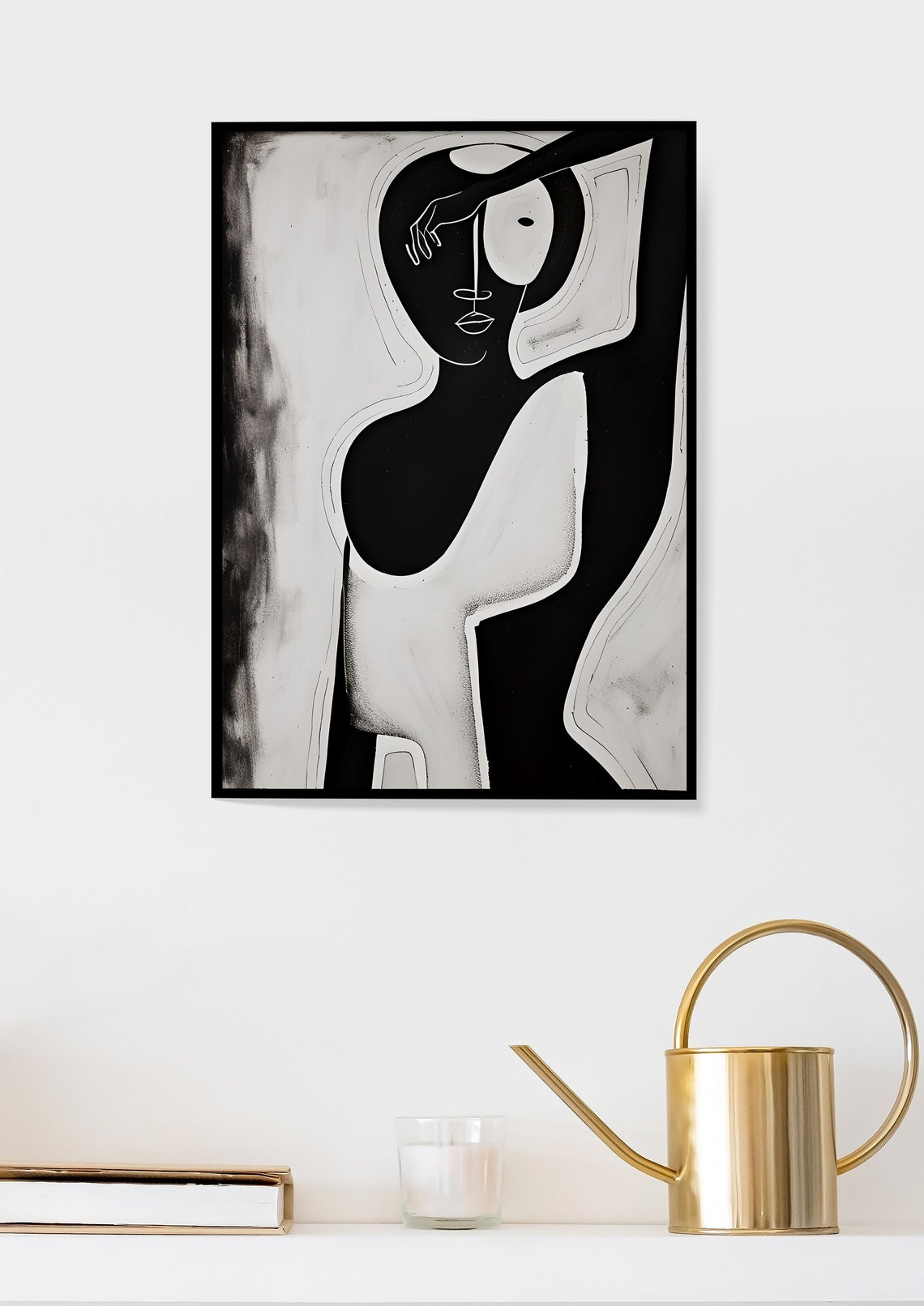 Black Woman Wall Art | Black and White Abstract Art | Female Figure Art ...