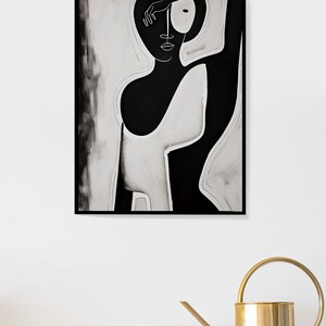 Black Woman Wall Art | Black and White Abstract Art | Female Figure Art ...