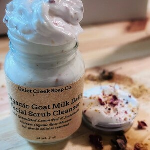 Goat Milk Microdermabrasion Polish with Crushed Lemon & Rose Botanical Exfoliant Organic Farm Fresh Goat Milk image 2