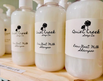 Raw Farm Fresh Goat Milk Shampoo & Conditioner - Made with fresh creamy Natural Goat Milk - Rich Lather - Natural Ingredients