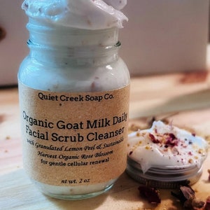 Goat Milk Microdermabrasion Polish with Crushed Lemon & Rose Botanical Exfoliant - Organic - Farm Fresh Goat Milk