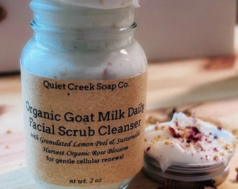 Goat Milk Microdermabrasion Polish with Crushed Lemon & Rose Botanical Exfoliant - Organic - Farm Fresh Goat Milk