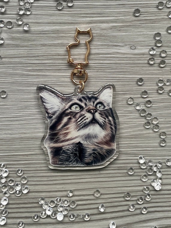 Portachiavi con capsula commemorativa per peli di gatto, ricordo trasparente per animali domestici, bottiglia portatile a forma di gatto, regalo