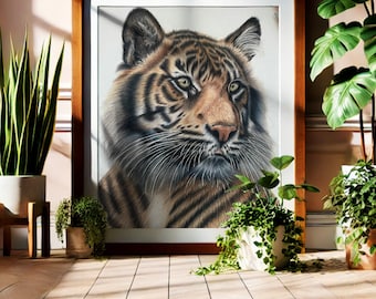 虎の絵、オリジナルの色鉛筆アートワーク、野生動物アート、手描き、11