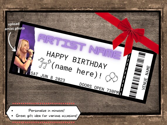Gift Concert Ticket Template Printable Concert Ticket - Etsy