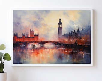 London Skyline Impressionism Style Painting Art Print