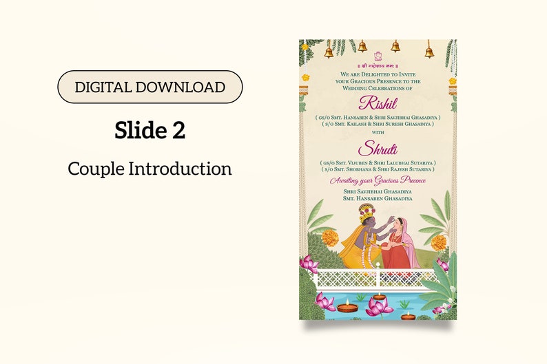 A Beautiful Radha Krishna Theme Wedding Invitation with an Authentic Ancient feel that makes your Wedding Invite more Special. image 3