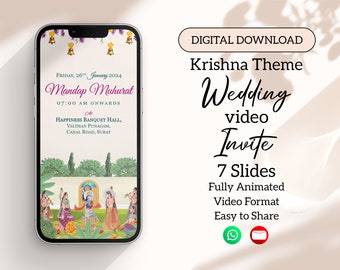 A Beautiful Radha Krishna Theme Wedding Invitation with an Authentic Ancient feel that makes your Wedding Invite more Special.