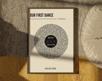 Custom Music Poster | Personalized Vinyl Lyrics Print | Wedding Song Dance | Customizable Music Gift | Anniversary Gift | Gift For Him Her