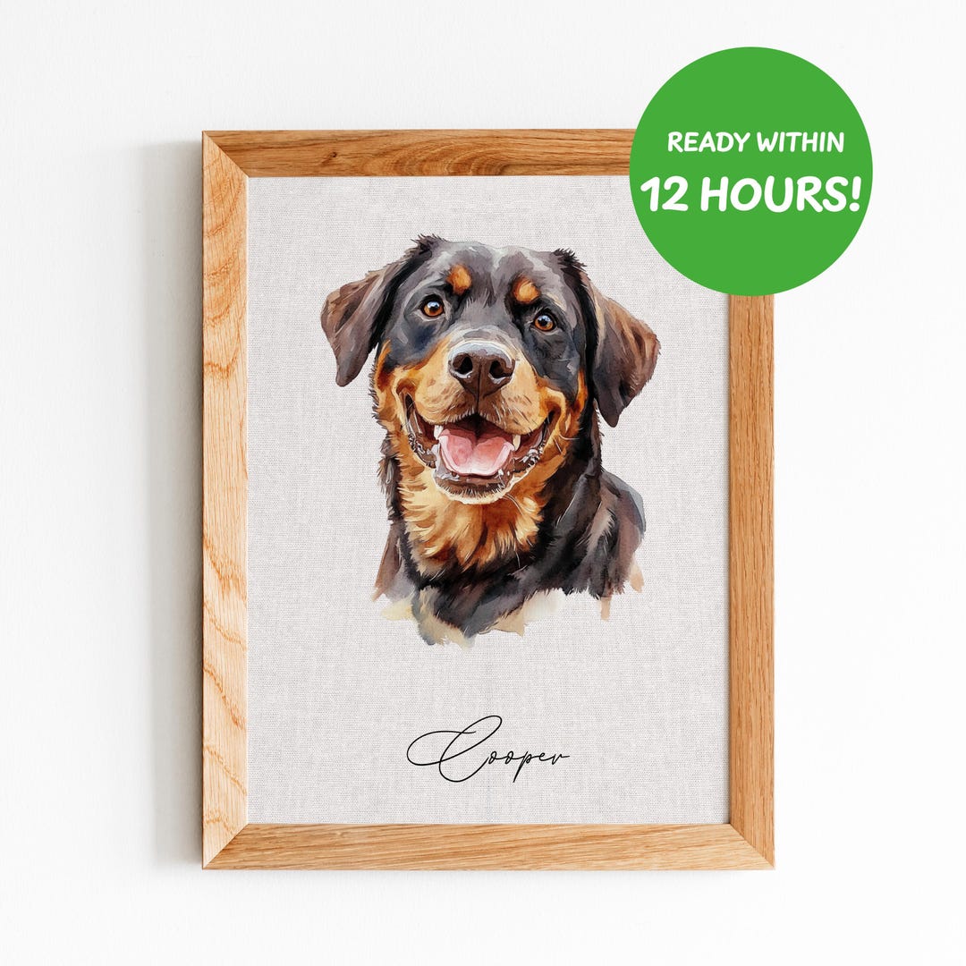 Personalized Pet Watercolor Portrait | Custom Dog and Cat Artwork ...