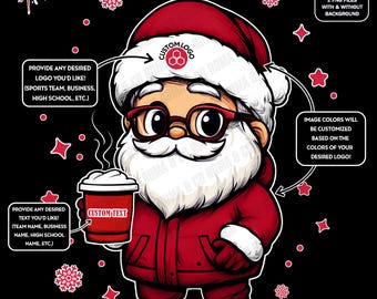 Custom Cute Santa Winter PNG | Christmas Football Basketball Baseball Soccer Fan Santa | Digital Download for Sublimation & Crafts
