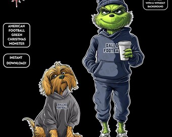 Green Monster Christmas PNGs | Dallas Football | NFL Football Fan | Movie Christmas | Digital Download for Sublimation & Crafts