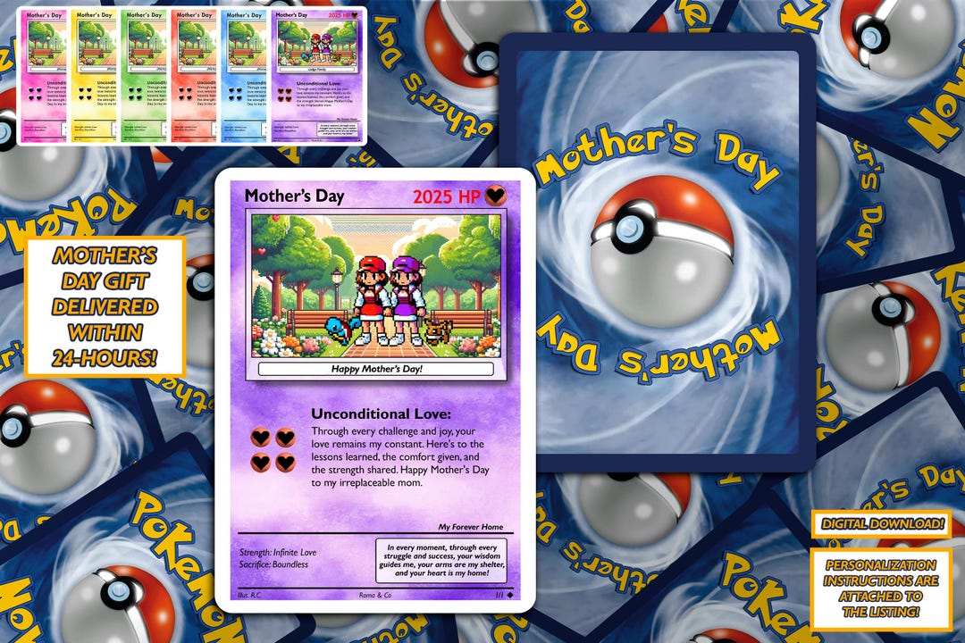 Custom Mother's Day Pokemon Card | Personalized Mother's Day Gift for Mom | Special Occasions | Last Minute Gift - Etsy Custom Mother's Day Pokemon Card | Personalized Mother's Day Gift for Mom | Special Occasions | Last Minute Gift - Etsy
