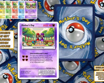 LAST MINUTE GIFT | Custom Mother's Day Pokemon Card | Personalized Mother's Day Gift for Mom | Special Occasions | Last Minute Gift