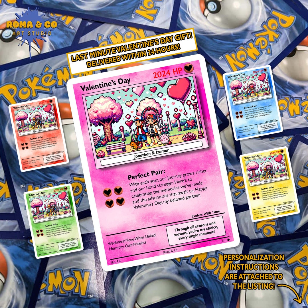 Custom Pokémon Card Personalized Valentine's Day Gift for Her for Him ...