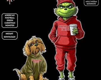 Green Monster Christmas PNGs | San Francisco Football | NFL Football Fan | Movie Christmas | Digital Download for Sublimation & Crafts