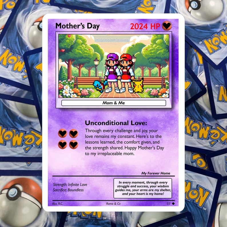 Custom Pokémon Card Personalized Mother's Day Gift for Mom Special Occasions Last Minute Gift image 7