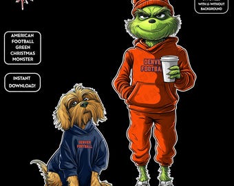 Green Monster Christmas PNGs | Denver Football | NFL Football Fan | Movie Christmas | Digital Download for Sublimation & Crafts