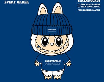 Cute Labubu Football Indianapolis | Game Day Team Spirit PNG | NFL Football Fan Labubu Beanie | Digital Download for Sublimation & Crafts