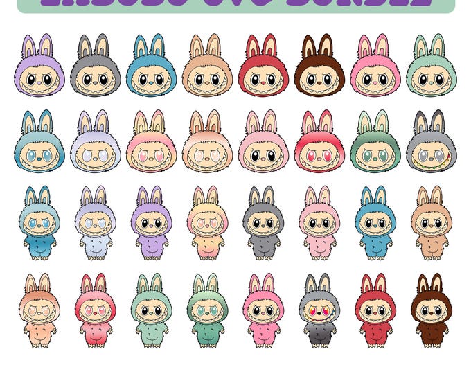 Featured listing image: 32 Labubu Monster SVG Mega Bundle | Cute Labubu PNG Clipart for Sublimation & T-Shirts | Cartoon SVG Cut Files | Instant Digital Download