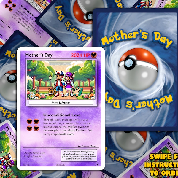 Custom Pokémon Card | Personalized Mother's Day Gift for Mom | Special Occasions | Last Minute Gift | Physical Pokémon Card