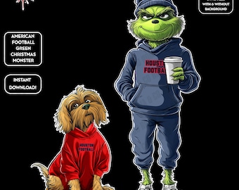 Green Monster Christmas PNGs | Houston Football | NFL Football Fan | Movie Christmas | Digital Download for Sublimation & Crafts