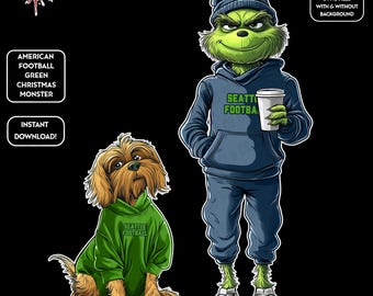 Green Monster Christmas PNGs | Seattle Football | NFL Football Fan | Movie Christmas | Digital Download for Sublimation & Crafts