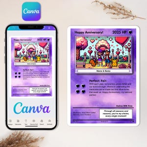 アニバーサリー ポケモン カード | カスタム ポケモン トレーナー カード | アニバーサリーのポケモン ギフト | Canva テンプレート | デジタル ダウンロード