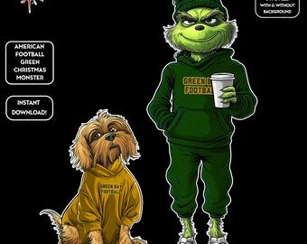 Green Monster Christmas PNGs | Green Bay Football | NFL Football Fan | Movie Christmas | Digital Download for Sublimation & Crafts