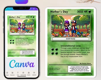 Mother’s Day Pokemon Card | Custom Pokemon Trainer Card | Pokémon Gift for Mother’s Day | Canva Template | Digital Download