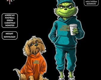 Green Monster Christmas PNGs | Miami Football | NFL Football Fan | Movie Christmas | Digital Download for Sublimation & Crafts
