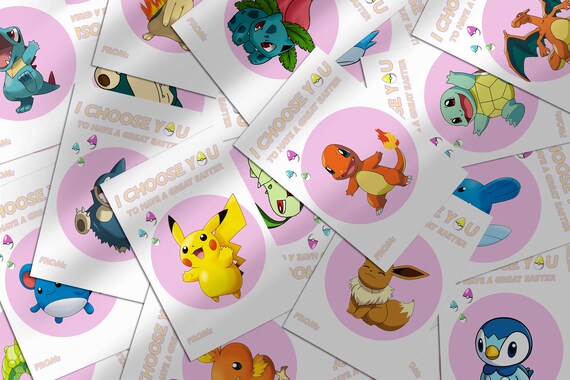 Pokemon Easter Cards, Printable Class Easter Cards, Anime Easter - Etsy