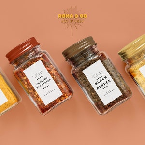 Streamline Spice Essentials Elegant Pantry Label Set for Modern Kitchens • Durable Water-Resistant Jar Labels • Customizable • Sleek Design
