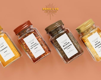 Streamline Spice Essentials Elegant Pantry Label Set for Modern Kitchens • Durable Water-Resistant Jar Labels • Customizable • Sleek Design