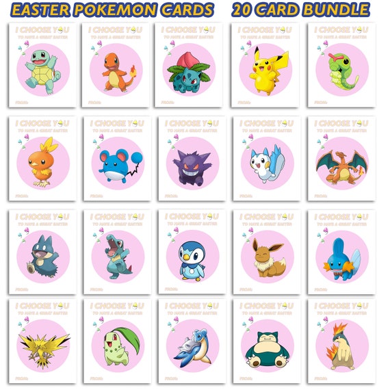 Pokemon Easter Cards, Printable Class Easter Cards, Anime Easter - Etsy