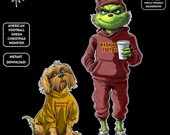 Green Monster Christmas PNGs | Washington Football | NFL Football Fan | Movie Christmas | Digital Download for Sublimation & Crafts