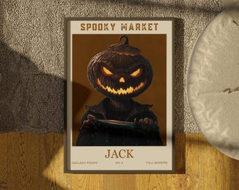 Spooky Market Print, Halloween Wall Art, Horror Decor Posters, Halloween Town, Boo, Custom Wall Art Set, Digital Download
