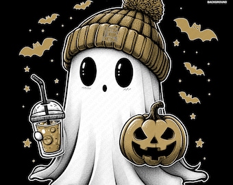 Cute Ghost Football C. Florida | Fall PNG | Halloween College Football Fan Ghost with Pumpkin | Digital Download for Sublimation & Crafts